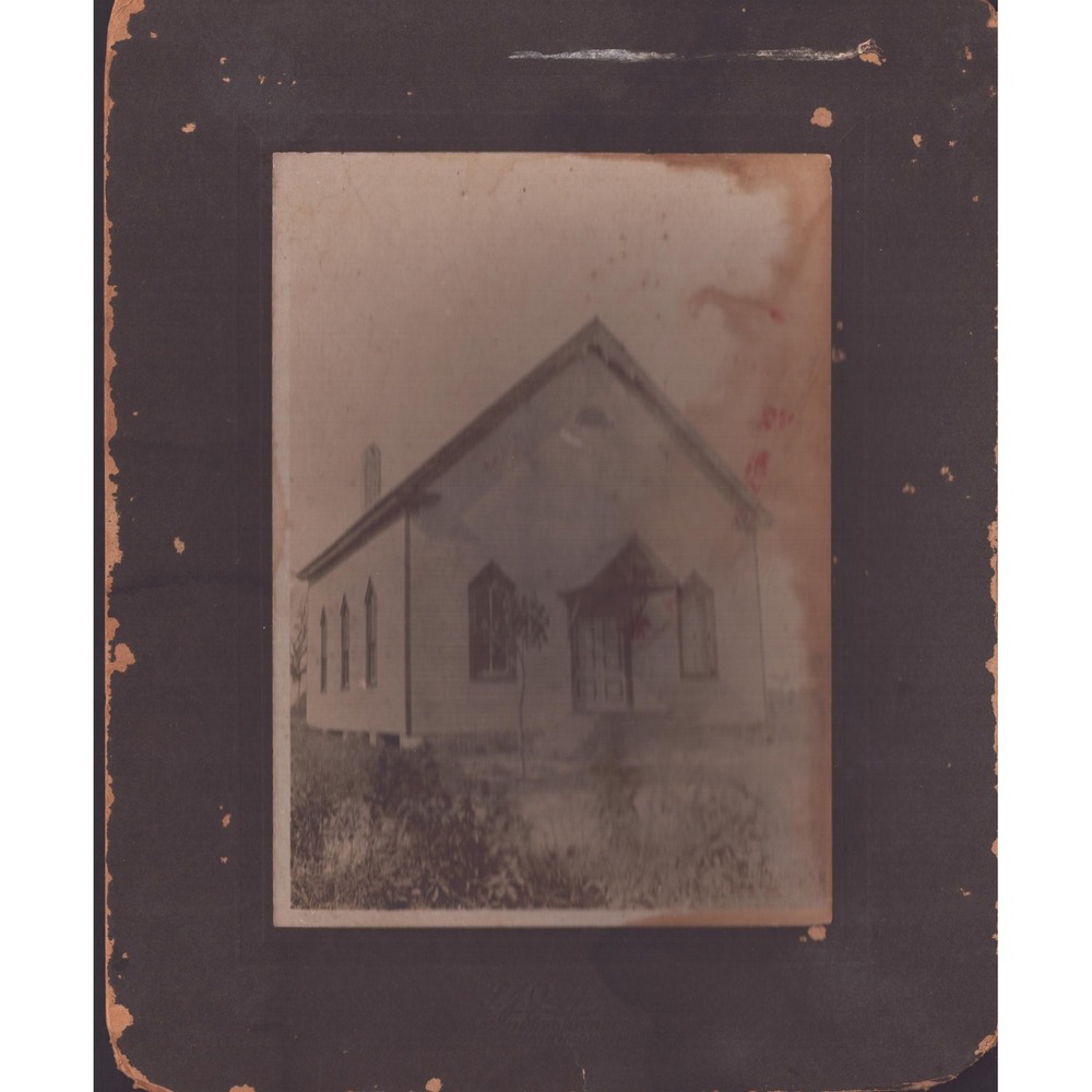 Antique Early 1900s Rural Church Schoolhouse Mounted Sepia Photograph 8x10 - Picture 1 of 2